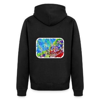 Autriche Aquarelle Esquisse Dessinée à la main Illustration - Veste à capuche bio Premium Unisexe - noir - Dos - Nico (187cm)