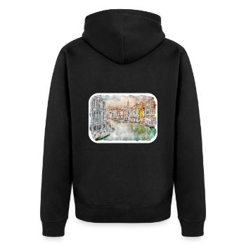 Italy Watercolor Sketch Hand Drawn Illustration - Unisex Premium Organic Zip Hoodie - black - Back - Nico (187cm)
