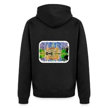 Dhaka Bangladesh Aquarelle Esquisse Dessinée Illustrat - Veste à capuche bio Premium Unisexe - noir - Dos - Nico (187cm)