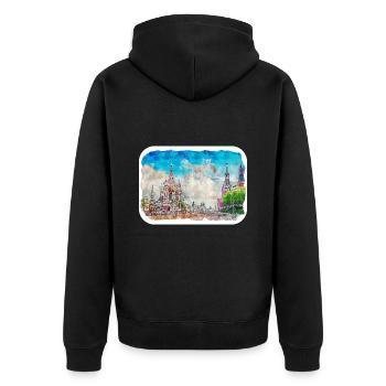 Moscou Russie Aquarelle Esquisse Dessin Dessiné - Veste à capuche bio Premium Unisexe - noir - Dos - Nico (187cm)