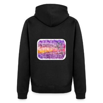 Los Angeles USA Aquarelle Sketch Illustration - Veste à capuche bio Premium Unisexe - noir - Dos - Nico (187cm)