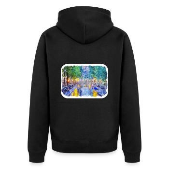 Pays-Bas Aquarelle Esquisse Dessinée Illustration - Veste à capuche bio Premium Unisexe - noir - Dos - Nico (187cm)