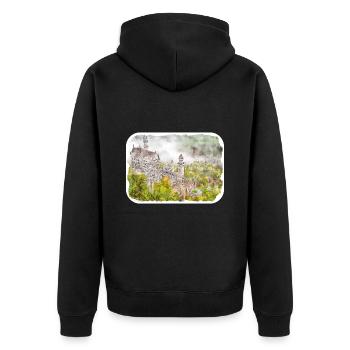 Allemagne Aquarelle Esquisse Dessinée à la main Illustration - Veste à capuche bio Premium Unisexe - noir - Dos - Nico (187cm)