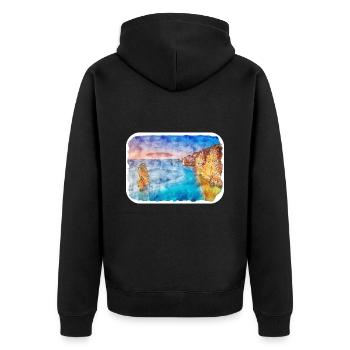 Australie Aquarelle Esquisse Dessinée à la Main Peinture - Veste à capuche bio Premium Unisexe - noir - Dos - Nico (187cm)