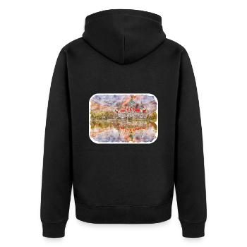 Allemagne Aquarelle Esquisse Dessinée à la main Illustration - Veste à capuche bio Premium Unisexe - noir - Dos - Nico (187cm)