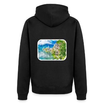Autriche Aquarelle Esquisse Dessinée à la main Illustration - Veste à capuche bio Premium Unisexe - noir - Dos - Nico (187cm)