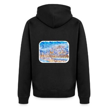 Autriche Aquarelle Esquisse Dessinée à la main Illustration - Veste à capuche bio Premium Unisexe - noir - Dos - Nico (187cm)