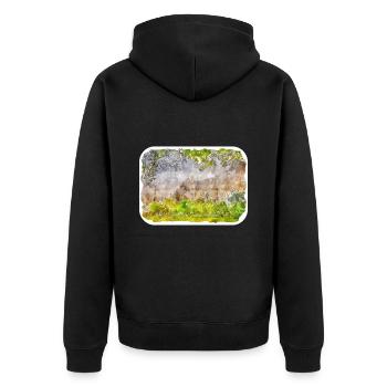 Indien Wahrzeichen Aquarell Skizze Farbe Illustratio - Unisex Premium Bio Zip Hoodie - Schwarz - Hinten - Nico (187cm)