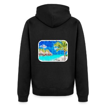 Thaïlande Aquarelle Esquisse Dessinée à la Main Illustration - Veste à capuche bio Premium Unisexe - noir - Dos - Nico (187cm)