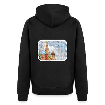 Moscou Russie Aquarelle Esquisse Dessinée Peinture - Veste à capuche bio Premium Unisexe - noir - Dos - Nico (187cm)