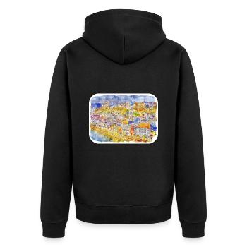 Allemagne Aquarelle Esquisse Dessinée à la main Illustration - Veste à capuche bio Premium Unisexe - noir - Dos - Nico (187cm)
