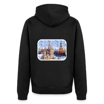Moscou Russie Aquarelle Esquisse Dessinée Peinture - Veste à capuche bio Premium Unisexe - noir - Dos - Nico (187cm)