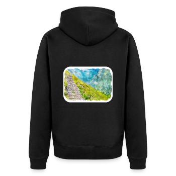 Pologne Repère Aquarelle Esquisse Dessin de peinture - Veste à capuche bio Premium Unisexe - noir - Dos - Nico (187cm)