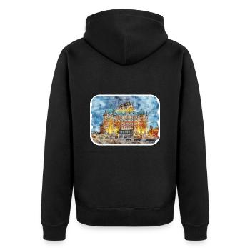 Québec Canada Aquarelle Dessin Dessin Illustration - Veste à capuche bio Premium Unisexe - noir - Dos - Nico (187cm)