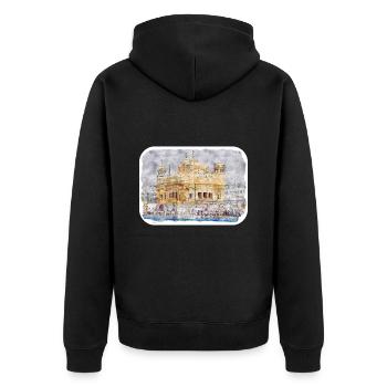 Indien Wahrzeichen Aquarell Skizze Farbe Illustratio - Unisex Premium Bio Zip Hoodie - Schwarz - Hinten - Nico (187cm)