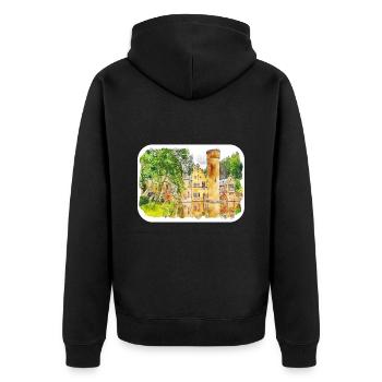 Allemagne Aquarelle Esquisse Dessinée à la main Illustration - Veste à capuche bio Premium Unisexe - noir - Dos - Nico (187cm)