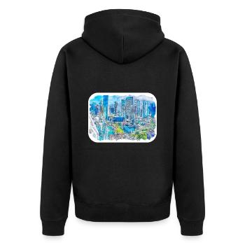 Sydney Australie Aquarelle Esquisse Dessinée Illustrat - Veste à capuche bio Premium Unisexe - noir - Dos - Nico (187cm)