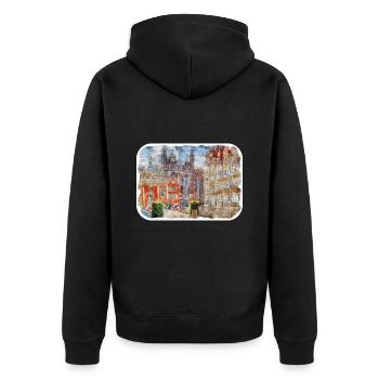 Pologne Repère Aquarelle Esquisse Dessin de peinture - Veste à capuche bio Premium Unisexe - noir - Dos - Nico (187cm)
