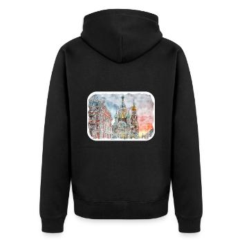 Moscou Russie Aquarelle Esquisse Dessinée Peinture - Veste à capuche bio Premium Unisexe - noir - Dos - Nico (187cm)