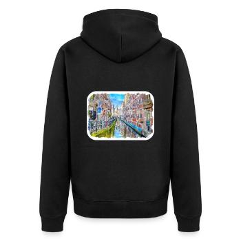 Niederlande Aquarell Skizze gezeichnete Illustration - Unisex Premium Bio Zip Hoodie - Schwarz - Hinten - Nico (187cm)