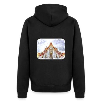 Thaïlande Aquarelle Esquisse Dessinée à la Main Illustration - Veste à capuche bio Premium Unisexe - noir - Dos - Nico (187cm)
