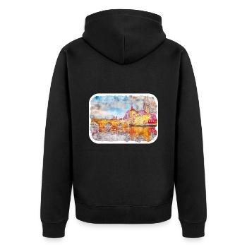 Allemagne Aquarelle Esquisse Dessinée à la main Illustration - Veste à capuche bio Premium Unisexe - noir - Dos - Nico (187cm)