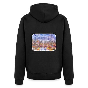 Amsterdam Netherlands Watercolor Sketch Drawing - Unisex Premium Organic Zip Hoodie - black - Back - Nico (187cm)