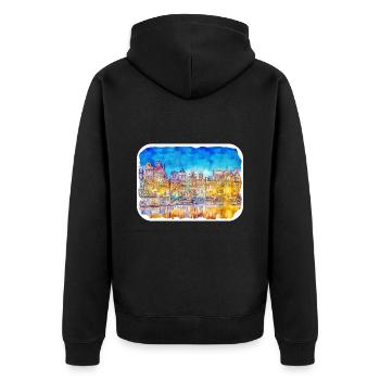 Amsterdam Netherlands Watercolor Sketch Illustrati - Unisex Premium Organic Zip Hoodie - black - Back - Nico (187cm)