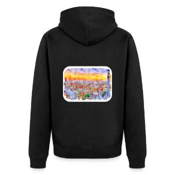 Barcelona Spanien Aquarell Skizze Gezeichnetes Gemälde - Unisex Premium Bio Zip Hoodie - Schwarz - Hinten - Nico (187cm)