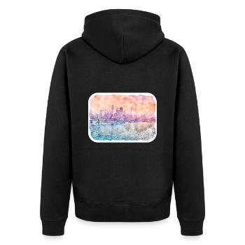 USA Aquarellskizze Handgezeichnete Illustration - Unisex Premium Bio Zip Hoodie - Schwarz - Hinten - Nico (187cm)