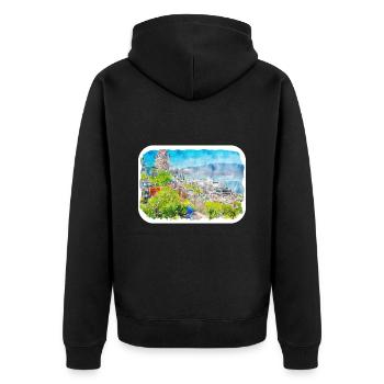 Québec Canada Aquarelle Dessin Dessin Illustration - Veste à capuche bio Premium Unisexe - noir - Dos - Nico (187cm)