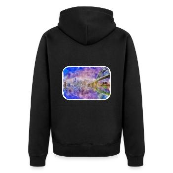 Australie Aquarelle Esquisse Dessinée à la Main Peinture - Veste à capuche bio Premium Unisexe - noir - Dos - Nico (187cm)