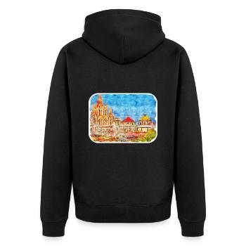 San Miguel De Allende Mexique Aquarelle Esquisse Dra - Veste à capuche bio Premium Unisexe - noir - Dos - Nico (187cm)