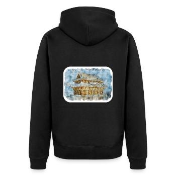 Japan Aquarellskizze Handgezeichnete Illustration - Unisex Premium Bio Zip Hoodie - Schwarz - Hinten - Nico (187cm)