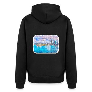 Australie Aquarelle Esquisse Dessinée à la Main Peinture - Veste à capuche bio Premium Unisexe - noir - Dos - Nico (187cm)