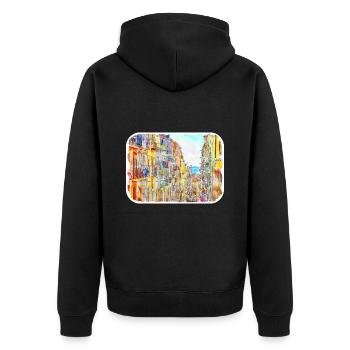 Lisbonne Portugal Aquarelle Esquisse Peinture Dessinée - Veste à capuche bio Premium Unisexe - noir - Dos - Nico (187cm)