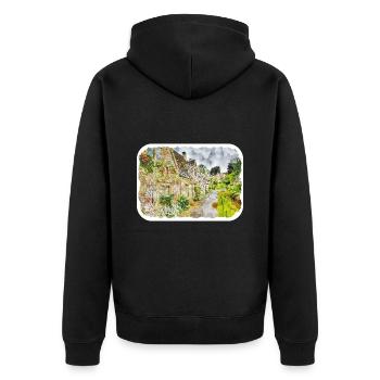 Ireland UK Watercolor Sketch Drawn Illustration - Unisex Premium Organic Zip Hoodie - black - Back - Nico (187cm)