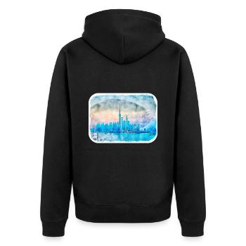Shanghai Chine Aquarelle Sketch Illustration - Veste à capuche bio Premium Unisexe - noir - Dos - Nico (187cm)