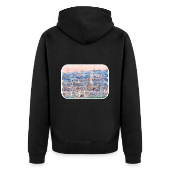 Busan South Korea Watercolor Sketch Illustration - Unisex Premium Organic Zip Hoodie - black - Back - Nico (187cm)