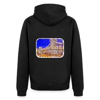 Budapest Ungarn Aquarell Skizze Illustration - Unisex Premium Bio Zip Hoodie - Schwarz - Hinten - Nico (187cm)