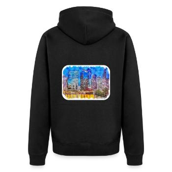 Chicago USA Aquarell Skizze gezeichnete Illustration - Unisex Premium Bio Zip Hoodie - Schwarz - Hinten - Nico (187cm)