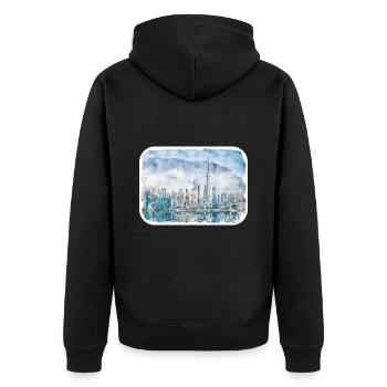 Esquisse d’aquarelle de Chine Illustration dessinée à la main - Veste à capuche bio Premium Unisexe - noir - Dos - Nico (187cm)