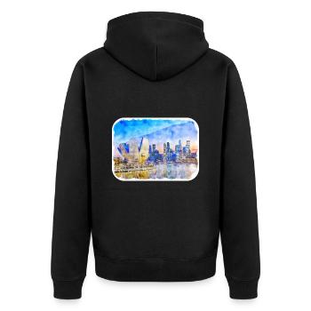 Singapour Aquarelle Esquisse Dessinée à la Main Peinture - Veste à capuche bio Premium Unisexe - noir - Dos - Nico (187cm)