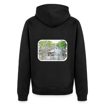Amsterdam Netherlands Watercolor Sketch Drawing - Unisex Premium Organic Zip Hoodie - black - Back - Nico (187cm)