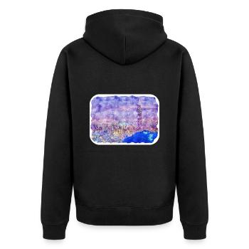 Esquisse d’aquarelle de Chine Illustration dessinée à la main - Veste à capuche bio Premium Unisexe - noir - Dos - Nico (187cm)