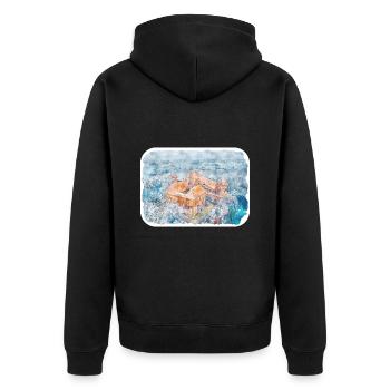 Lithuania Landmark Watercolor Sketch Illustration - Unisex Premium Organic Zip Hoodie - black - Back - Nico (187cm)
