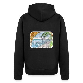 Australie Aquarelle Esquisse Dessinée à la Main Peinture - Veste à capuche bio Premium Unisexe - noir - Dos - Nico (187cm)