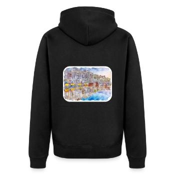 Amsterdam Pays-Bas Aquarelle Sketch Draw Drawi - Veste à capuche bio Premium Unisexe - noir - Dos - Nico (187cm)