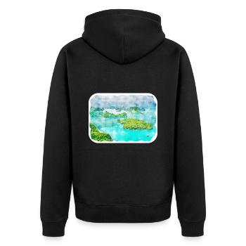 Thaïlande Aquarelle Esquisse Dessinée à la Main Illustration - Veste à capuche bio Premium Unisexe - noir - Dos - Nico (187cm)