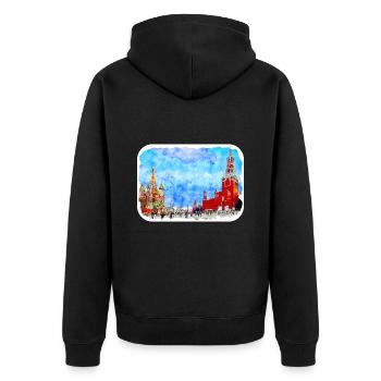 Moscou Russie Aquarelle Esquisse Dessin Dessiné - Veste à capuche bio Premium Unisexe - noir - Dos - Nico (187cm)